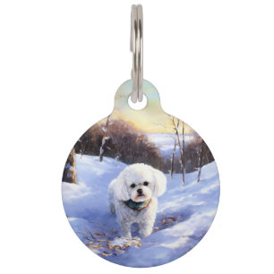Bichon Frise Let It Snow Christmas Pet Tag