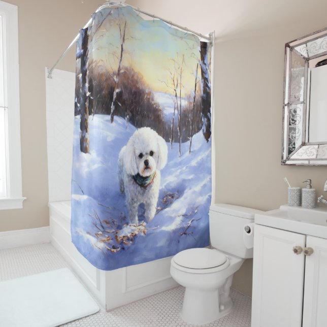 Bichon Frise Let It Snow Christmas  Shower Curtain (In Situ)