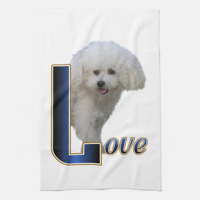 Bichon Frise Love Tea Towel (Vertical)