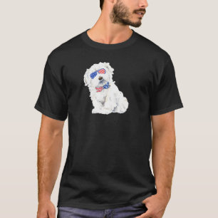 Bichon Frise Maltese Puppy Dog Wearing Usa Glasses T-Shirt