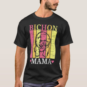 Bichon Frise Mama Dog   Dog Breeder Puppy Paw Love T-Shirt
