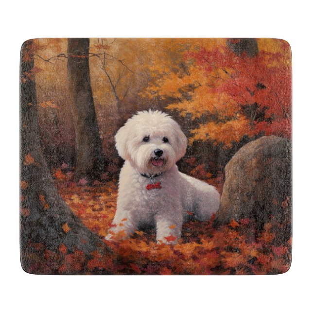 Bichon Frise n Autumn Leaves Fall Inspire  Cutting Board (Front)