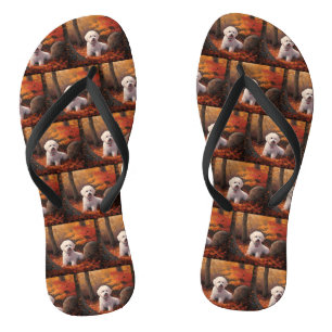 Bichon Frise n Autumn Leaves Fall Inspire  Jandals