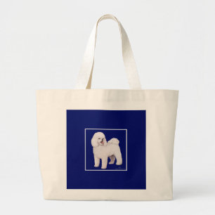 Bichon Frise Navy Square Large Tote Bag