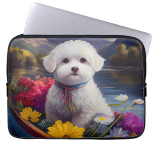 Bichon Frise on a Paddle: A Scenic Adventure Laptop Sleeve