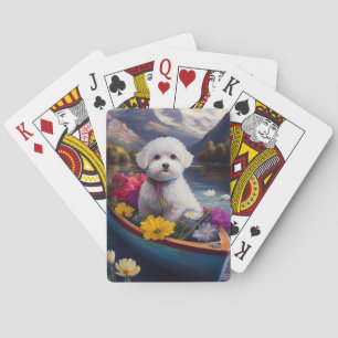 Bichon Frise on a Paddle: A Scenic Adventure Playing Cards