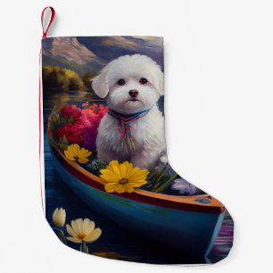 Bichon Frise on a Paddle: A Scenic Adventure Small Christmas Stocking