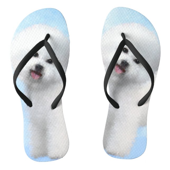 Bichon Frise Painting - Cute Original Dog Art Jandals (Footbed)