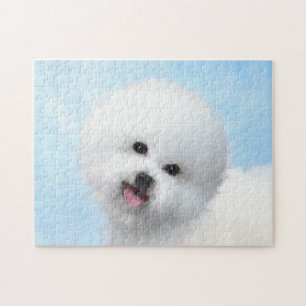 Bichon Frise Painting - Cute Original Dog Art Jigsaw Puzzle