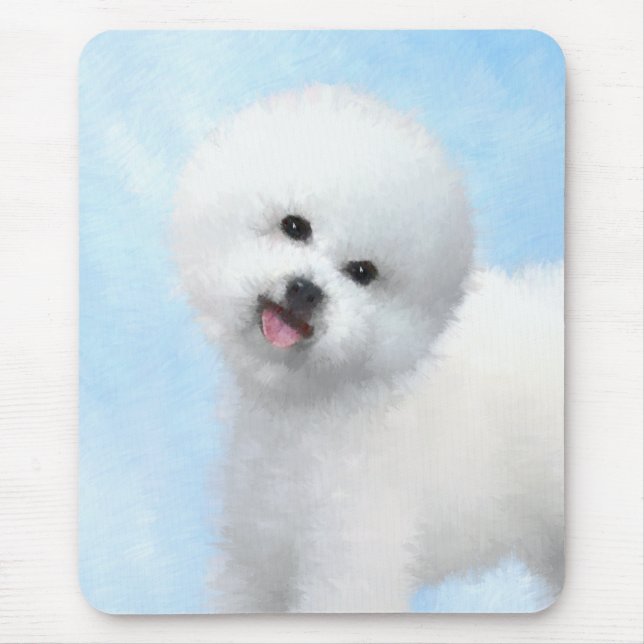 Bichon Frise Painting - Cute Original Dog Art Mouse Pad (Front)