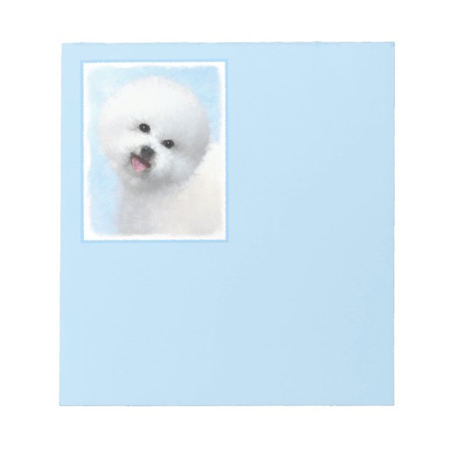 Bichon Frise Painting - Cute Original Dog Art Notepad (Front)