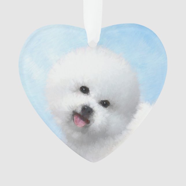 Bichon Frise Painting - Cute Original Dog Art Ornament (Front)