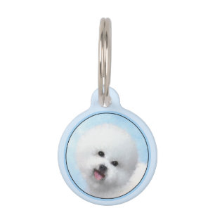 Bichon Frise Painting - Cute Original Dog Art Pet Tag