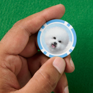 Bichon Frise Painting - Cute Original Dog Art Poker Chips