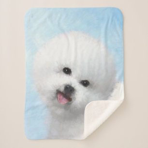 Bichon Frise Painting - Cute Original Dog Art Sherpa Blanket