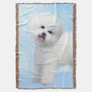 Bichon Frise Painting - Cute Original Dog Art Throw Blanket