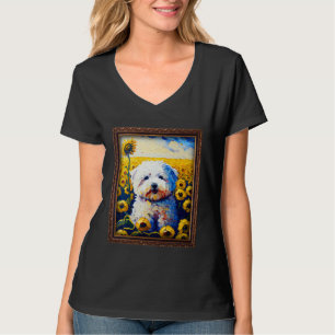 Bichon Frise Painting Sunflower Flower Mom Women F T-Shirt