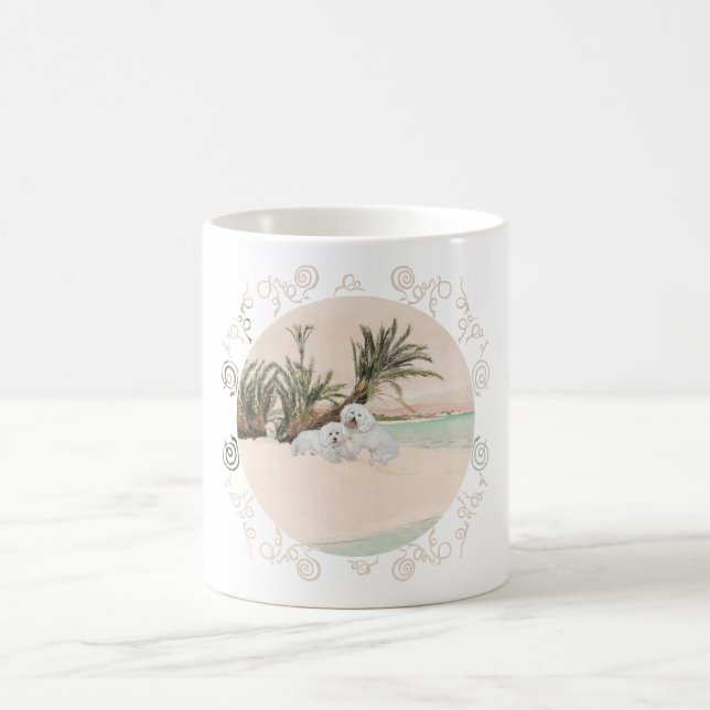 Bichon Frise Palmy Beach Coffee Mug (Center)