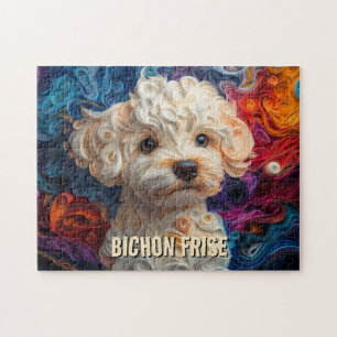 Bichon Frise Paper Quilling Art Dog Portrait Jigsaw Puzzle