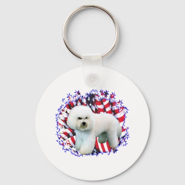 Bichon Frise Patriot Key Ring (Front)