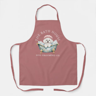 Bichon Frise Pink Dog Grooming Apron Deluxe