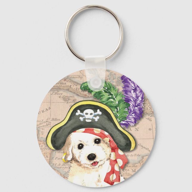 Bichon Frise Pirate Key Ring (Front)