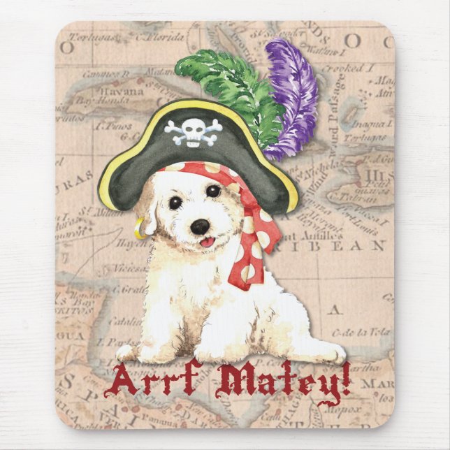Bichon Frise Pirate Mouse Pad (Front)