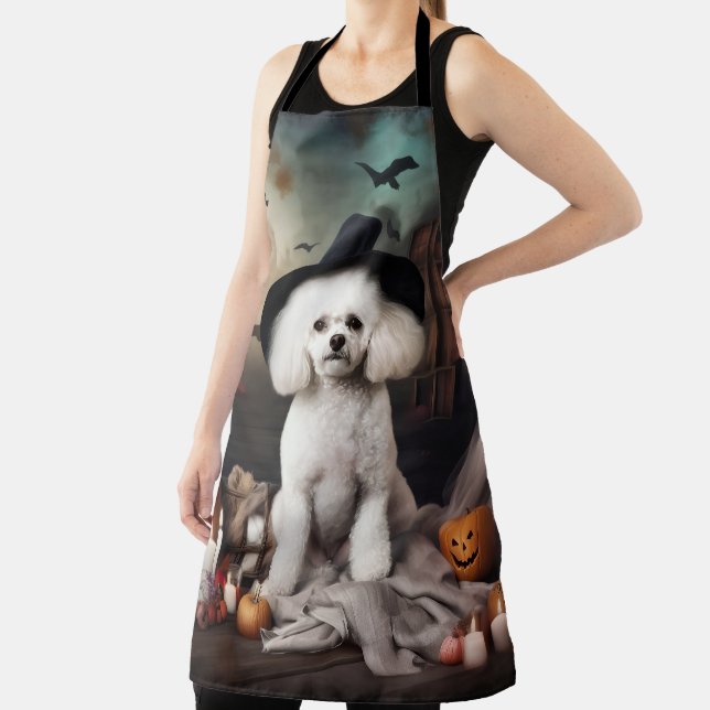 Bichon Frise Pumpkins Halloween Scary Apron (Insitu)