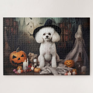 Bichon Frise Pumpkins Halloween Scary Jigsaw Puzzle