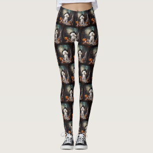 Bichon Frise Pumpkins Halloween Scary Leggings