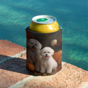 Bichon Frise Puppy Autumn Delight Pumpkin Can Cooler