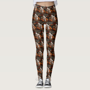 Bichon Frise Puppy Autumn Delight Pumpkin Leggings