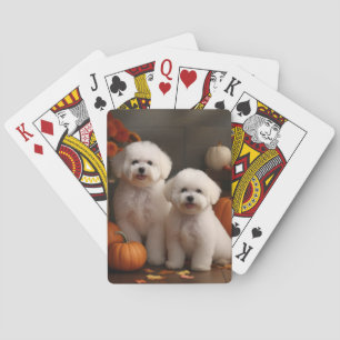 Bichon Frise Puppy Autumn Delight Pumpkin Playing Cards