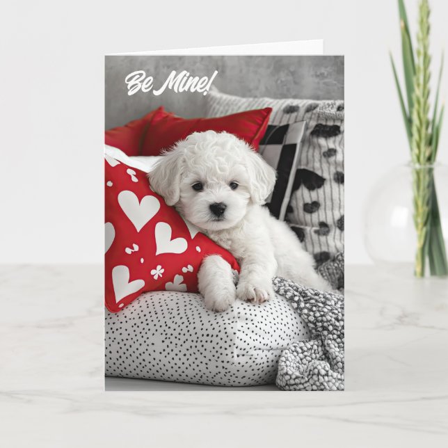 Bichon Frise Puppy Valentine Card (Front)