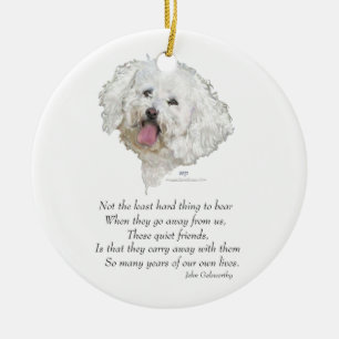 Bichon Frise Rainbow Bridge Ceramic Tree Decoration