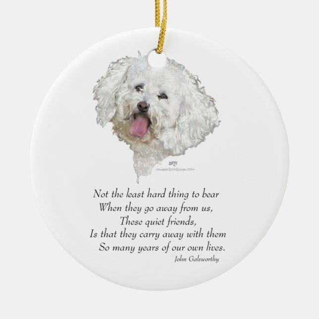Bichon Frise Rainbow Bridge Ceramic Tree Decoration (Front)
