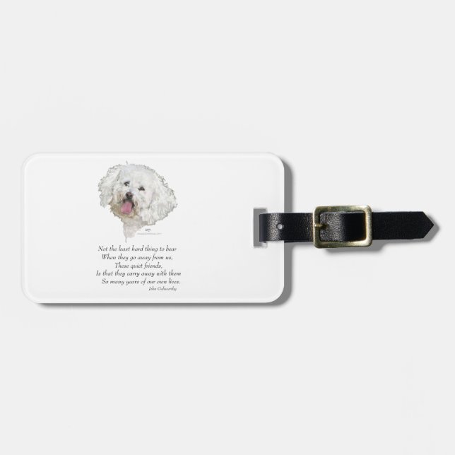 Bichon Frise Rainbow Bridge Luggage Tag (Front Horizontal)