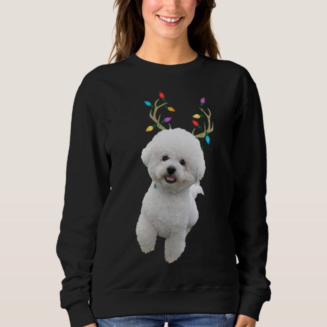 Bichon Frise Reindeer Christmas Dog Sweatshirt (Front)