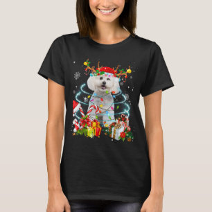 Bichon Frise Reindeer Christmas Tree Lights Pajama T-Shirt