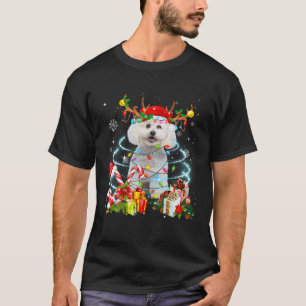 Bichon Frise Reindeer Christmas Tree Lights Pajama T-Shirt