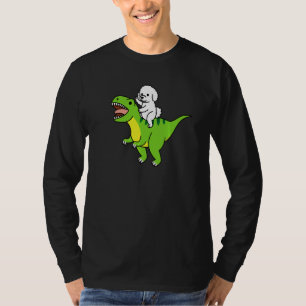 Bichon Frise Riding Rex Dinosaur Dog   T-Shirt