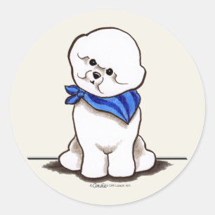 Bichon Frise Sailor Boy Blue Classic Round Sticker