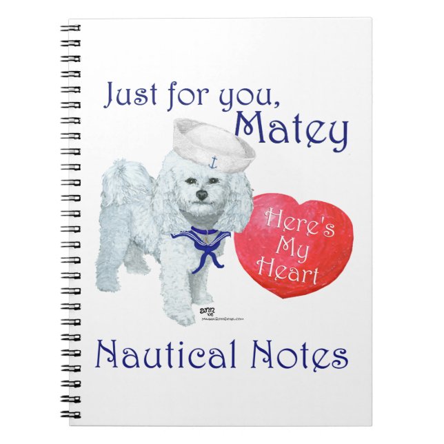 Bichon Frise Sailor Valentine Spiral Notebook (Front)