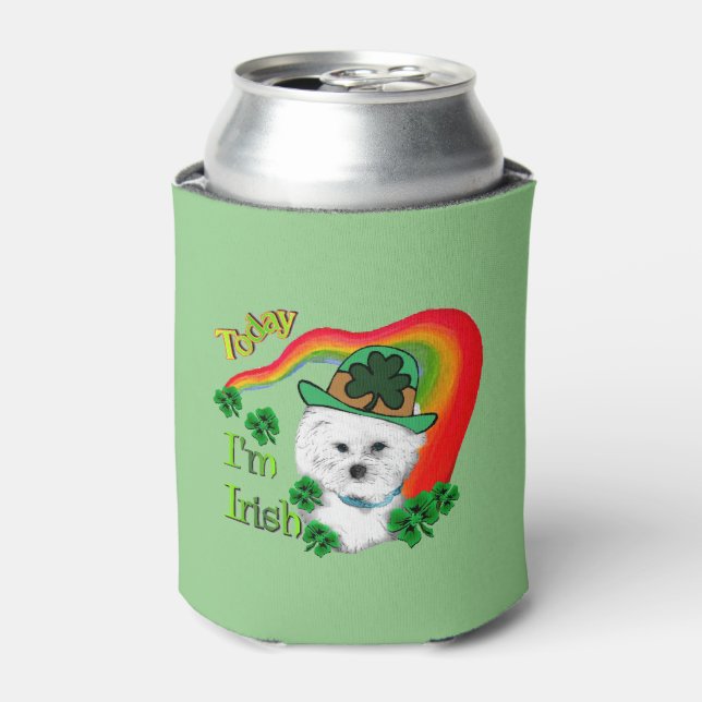 Bichon Frise Saint Patricks Day Can Cooler (Can Front)