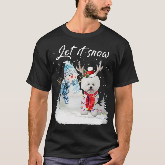 Bichon Frise Santa Dog Christmas Snowman Xmas Paja T-Shirt (Front)