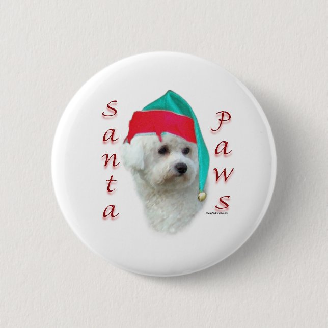 Bichon Frise Santa Paws 6 Cm Round Badge (Front)