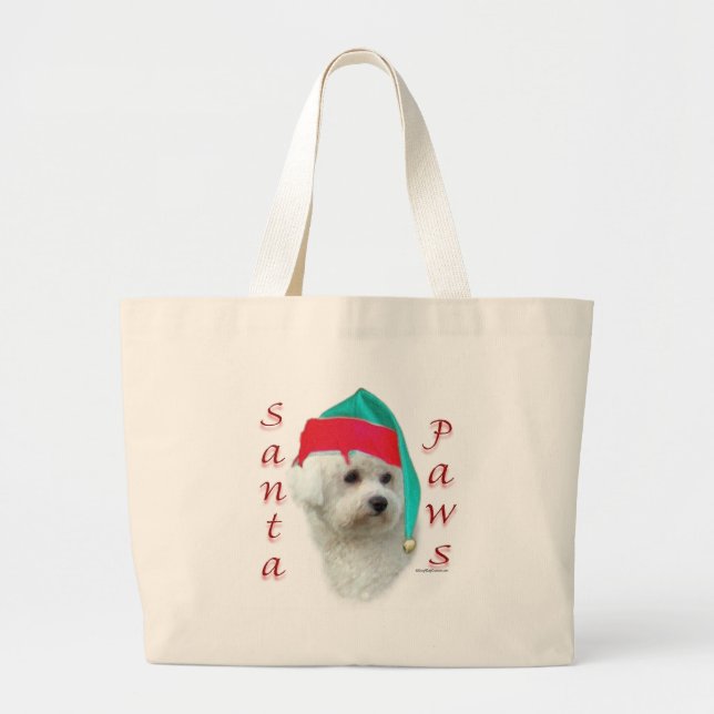 Bichon Frise Santa Paws Large Tote Bag (Front)