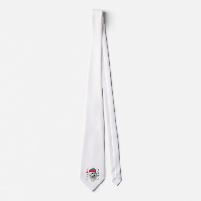 Bichon Frise Santa Paws Tie (Front)