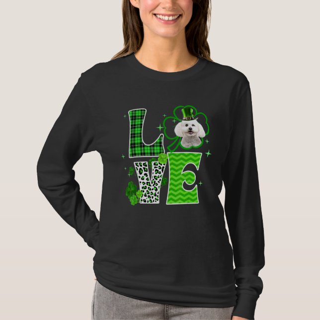Bichon Frise Shamrock Lucky C Irish St Patricks Da T-Shirt (Front)