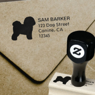 Bichon Frise Silhouette Return Address Rubber Stamp